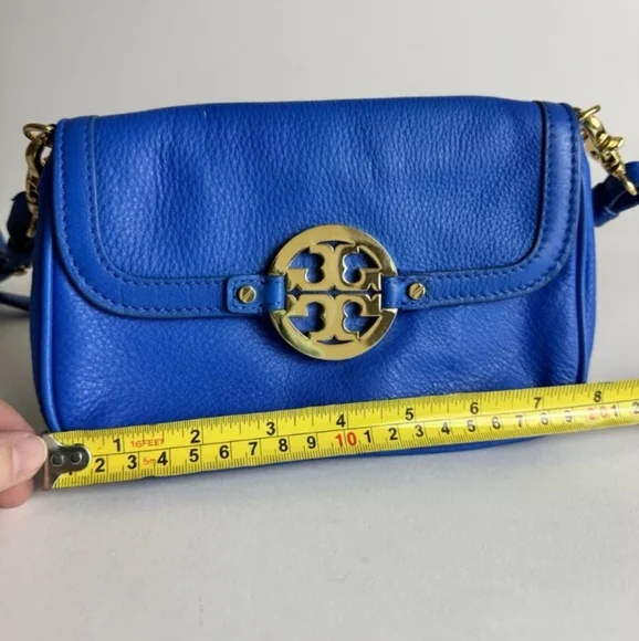 Authentic Tory Burch Electric Blue Leather Mini Amanda Crossbody Bag - Picture 5 of 6